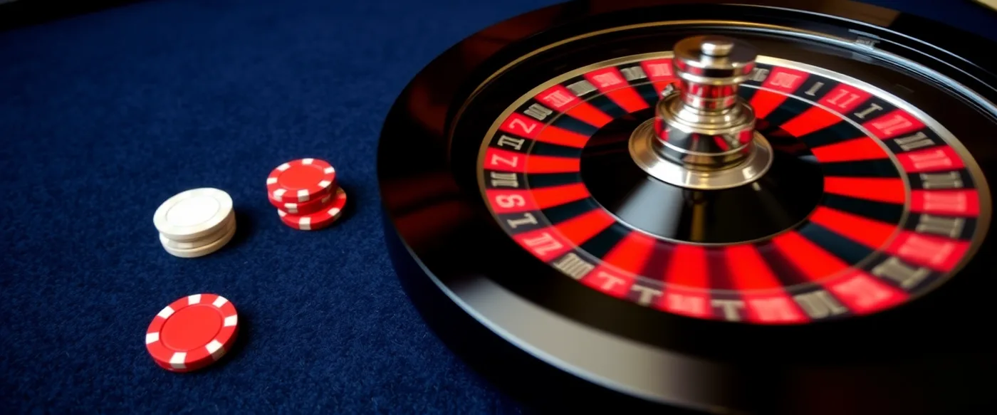 Roulette et jetons sur le tapis